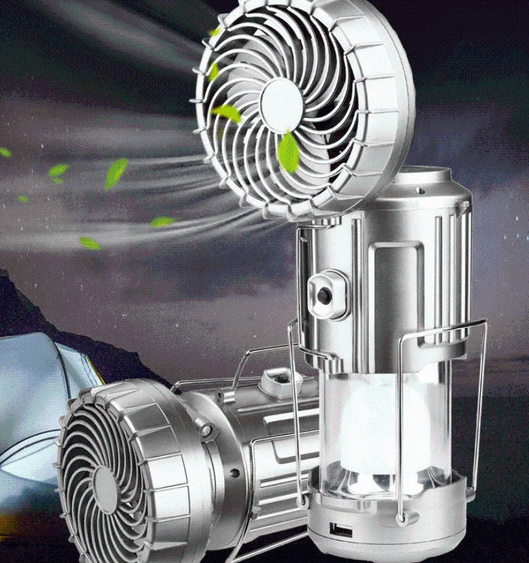 Solar Fan Light & Rechargeable Emergency Camping Light