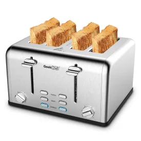 Stainless Steel Extra-Wide Slot Toaster with Dual Control Panels, 6 Toasting Bread Shade Settings, Removable Crumb Trays, Auto Pop-Up