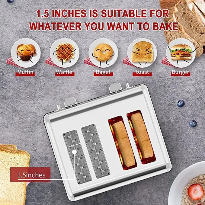 Stainless Steel Extra-Wide Slot Toaster with Dual Control Panels, 6 Toasting Bread Shade Settings, Removable Crumb Trays, Auto Pop-Up