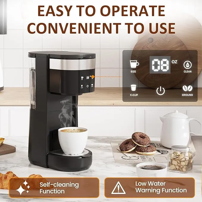 Superjoe Screentouch Coffee Maker, 3 in 1 Coffee brewer for Ground Coffee, Coffee Capsules & Tea, 6 to 14oz Brew Sizes, 30oz Water Reservoir & Reusable Filter, Ideal for Home & Office, Black