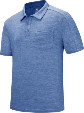 TBMPOY Men's Polo Shirts Short Sleeves with Pocket Lightweight Quick Dry Outdoor Casual Work Golf Sports Shirt