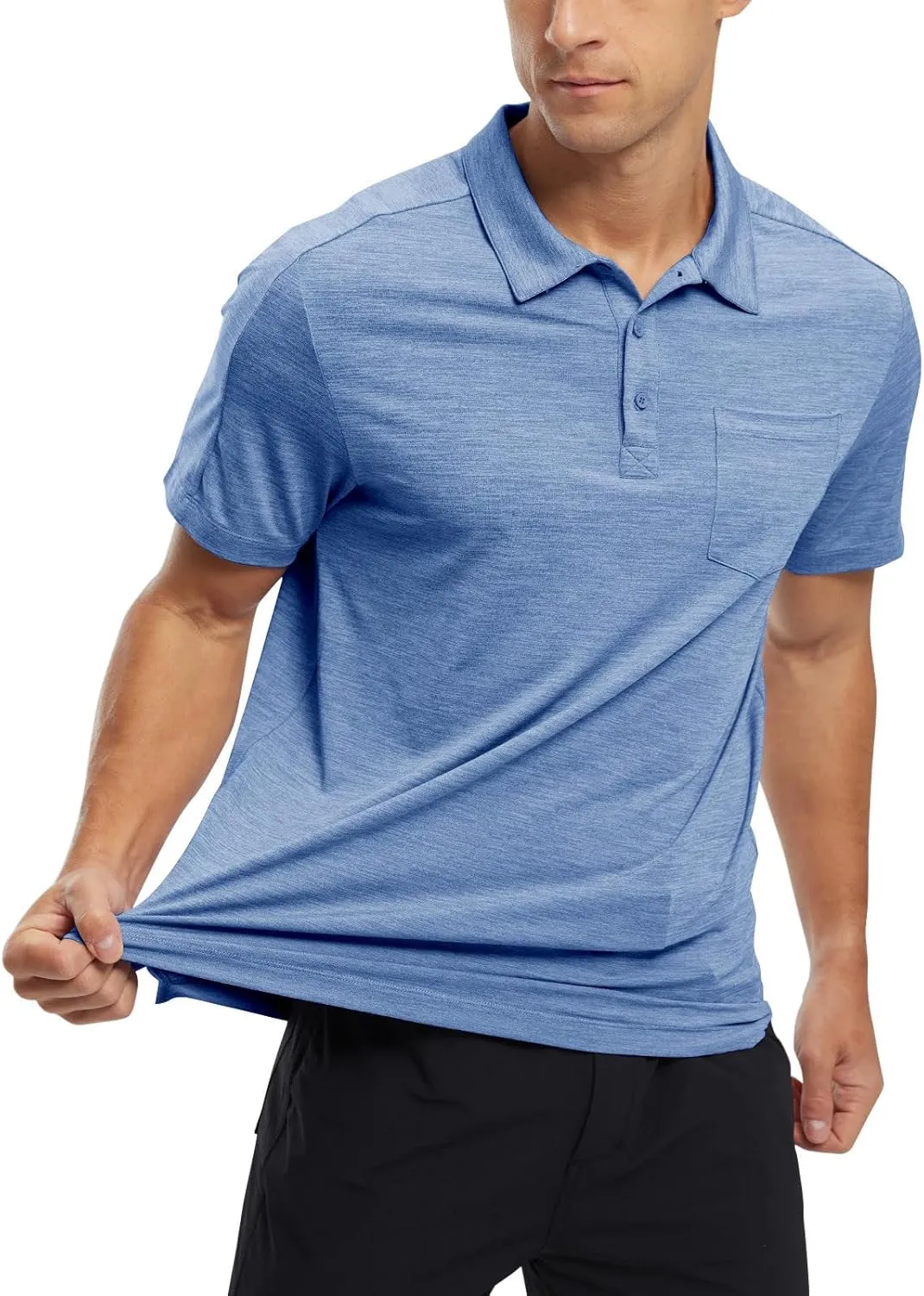 TBMPOY Men's Polo Shirts Short Sleeves with Pocket Lightweight Quick Dry Outdoor Casual Work Golf Sports Shirt