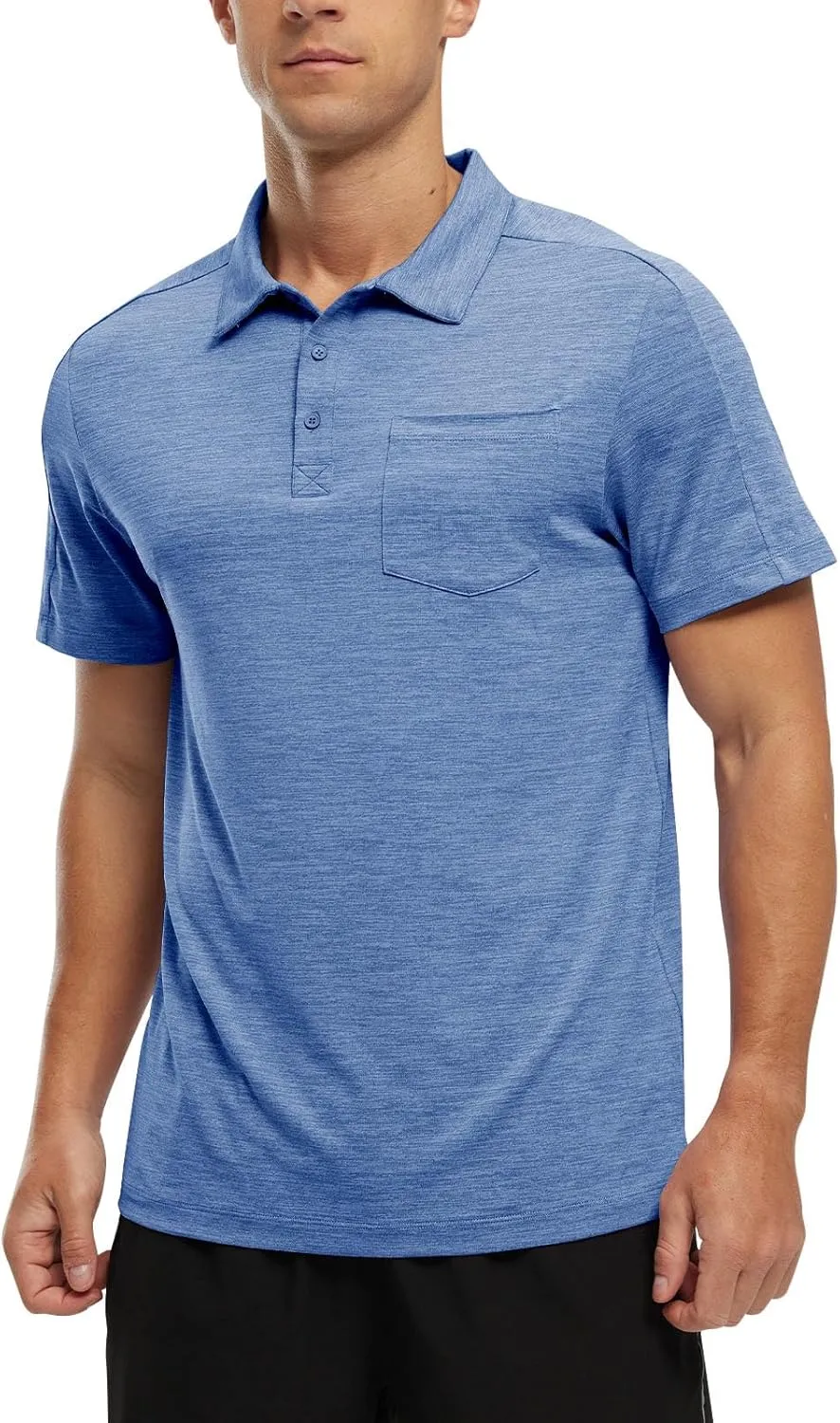 TBMPOY Men's Polo Shirts Short Sleeves with Pocket Lightweight Quick Dry Outdoor Casual Work Golf Sports Shirt