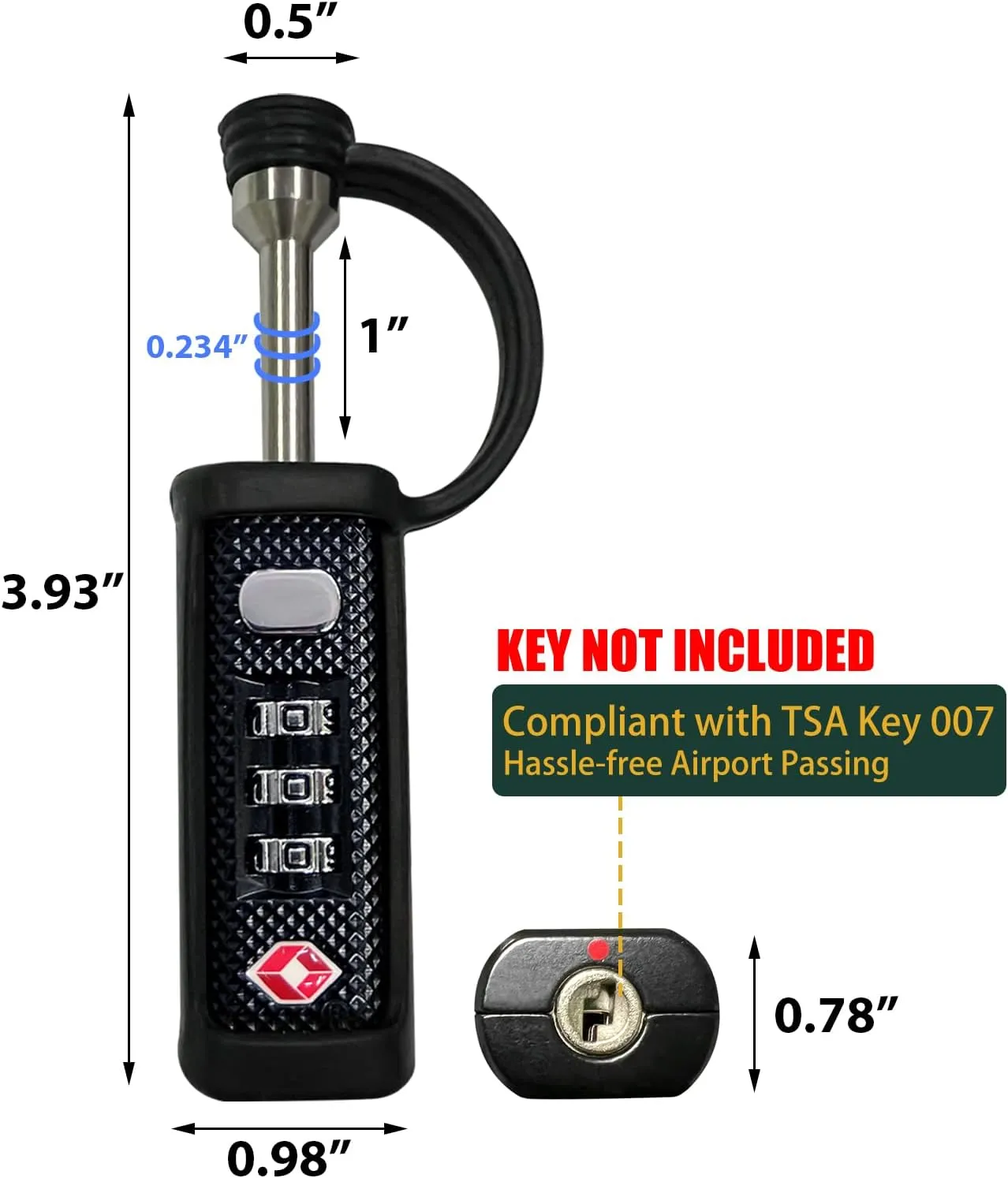 TSA Approved Firearm Travel Case Locks, Gun Case Hard Pistol Cases Lock Gun Carrying Case Lock, Cut-Proof Case TSA Padlocks for Rifles/Revolver/Handgun/Camera Hard Cases
