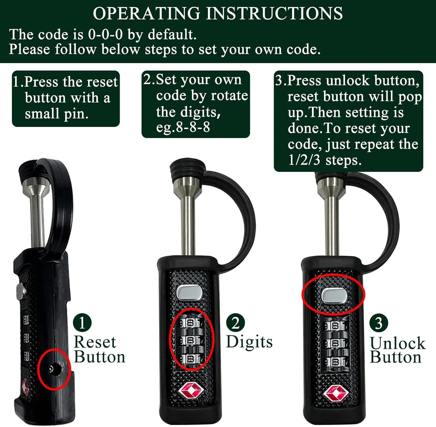 TSA Approved Firearm Travel Case Locks, Gun Case Hard Pistol Cases Lock Gun Carrying Case Lock, Cut-Proof Case TSA Padlocks for Rifles/Revolver/Handgun/Camera Hard Cases