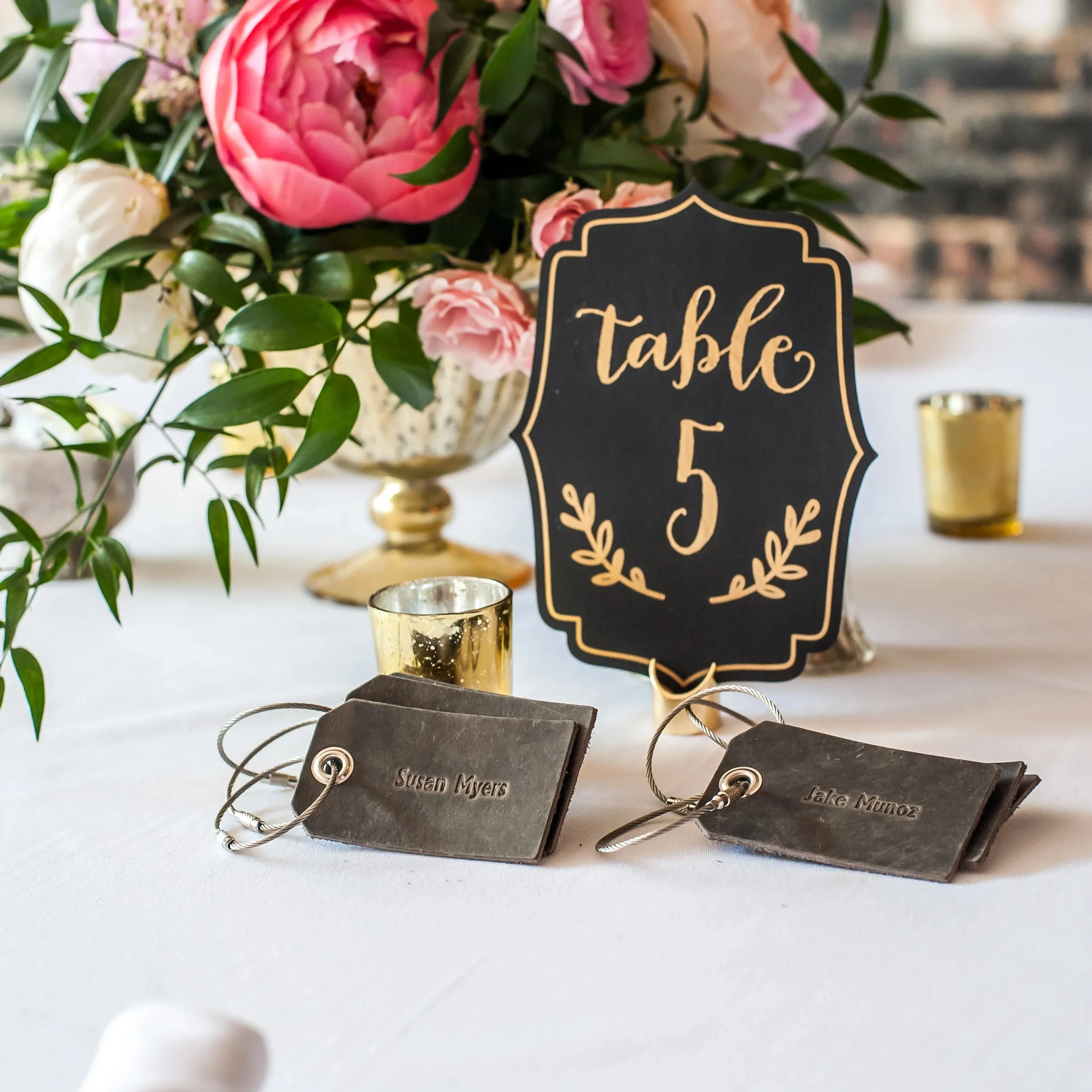 Weddings - Personalized Leather Luggage Tag Place Cards/Favors